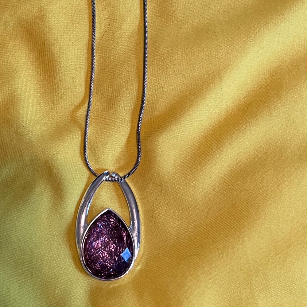 16” sterling silver purple pendant
